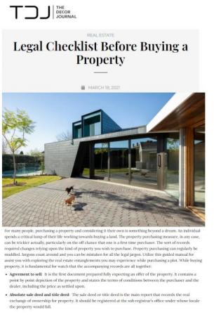 Legal Checklist Before Buying a Property