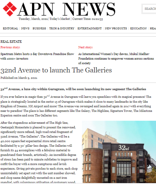 32nd Avenue to launch The Galleries