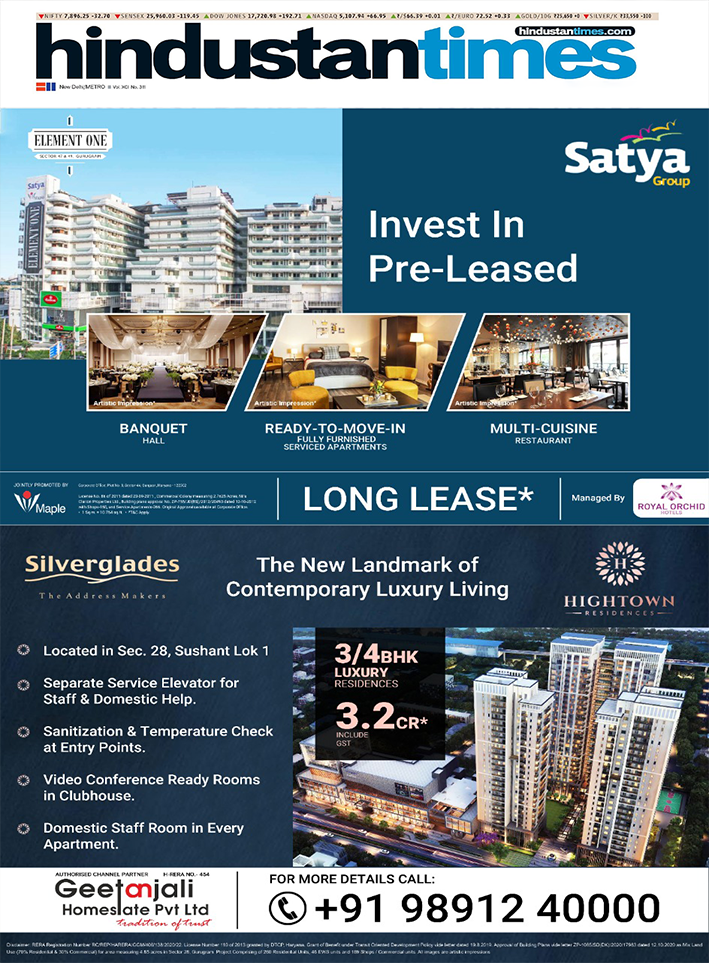 Geetanjali Homestate Pvt Ltd Ads On Hindustan Times News Paper